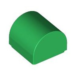 LEGO part 49307 Brick Curved 1 x 1 x 2/3 Double Curved Top, No Studs in Dark Green/ Green