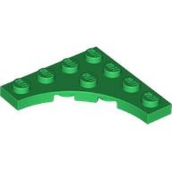 LEGO part 35044 Plate Special 4 x 4 with 3 x 3 Quarter Round Cutout in Dark Green/ Green