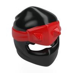 LEGO part 7977pat0001 Wrap with Horns, Back Knot Red pattern in Black