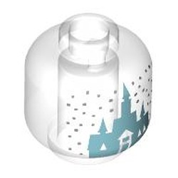 LEGO part 28621pr9658 Minifig Head with print in Transparent/ Trans-Clear