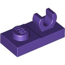 LEGO part 44861 Plate Special 1 x 2 [Open O Top Clip] in Medium Lilac/ Dark Purple