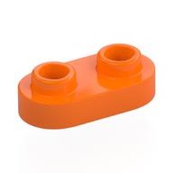 LEGO part 35480 Plate Special 1 x 2 Rounded with 2 Open Studs in Bright Orange/ Orange