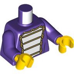 LEGO part 973c09h01pr0002 Torso, Dark Purple Arms, Yellow Hands with print in Medium Lilac/ Dark Purple