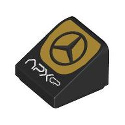 LEGO part 54200pr0033 Slope 30° 1 x 1 x 2/3 (Cheese Slope) with print in Black