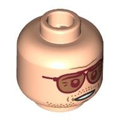 LEGO part 28621pr9484 Minifig Head with print in Light Nougat