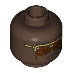 LEGO part 28621pr9483 Minifig Head with print in Umber Brown