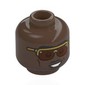 Minifig Head Joshua Pearce, Black Eyebrows, Moustache, Beard, Frown / Gold Glasses, Orange Lenses