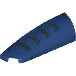 LEGO part 7206pr0002 Slope Curved 1 x 4 with Stud Notch Left with Black Vents print in Earth Blue/ Dark Blue