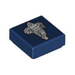 LEGO part 3070bpr9882 Tile 1 x 1 with Michelin Man print in Earth Blue/ Dark Blue