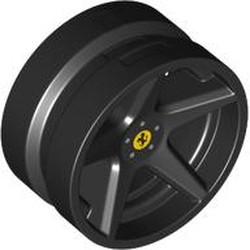 LEGO part 7834pr0001 Wheel, Sport 21 x 11 with Ferrari Logo print in Black