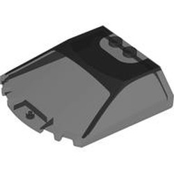 LEGO part 65633pr0021 Windscreen 6 x 6 x 1 1/3 with print in Trans-Black