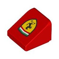 LEGO part 54200pr0032 Slope 30° 1 x 1 x 2/3 (Cheese Slope) with print in Bright Red/ Red
