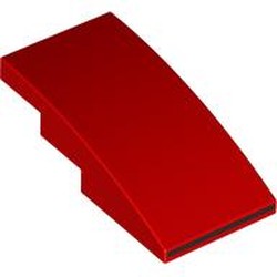 LEGO part 93606pr0027 Slope Curved 4 x 2 No Studs with print in Bright Red/ Red