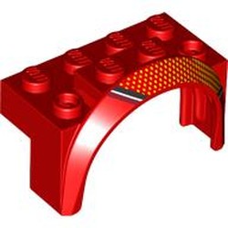 LEGO part 3387pr0001 Wheel Arch, Mudguard 4 x 2 x 2 1/2 with print in Bright Red/ Red