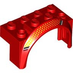 LEGO part 3387pr0002 Wheel Arch, Mudguard 4 x 2 x 2 1/2 with print in Bright Red/ Red