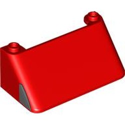 LEGO part 92583pr0001 Windscreen 3 x 6 x 2 with Dark Bluish Grey Triangle Windows print in Bright Red/ Red