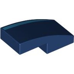 LEGO part 11477pr0051 Slope Curved 2 x 1 No Studs [1/2 Bow] with Dark Azure Stripe print in Earth Blue/ Dark Blue