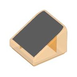 LEGO part 54200pr0011 Slope 30° 1 x 1 x 2/3 (Cheese Slope) with print in Transparent Bright Orange/ Trans-Orange