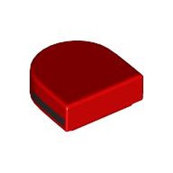 LEGO part 24246pr0061 Tile Round 1 x 1 Half Circle with Black Stripe print in Bright Red/ Red