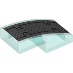 LEGO part 11477pr0036 Slope Curved 2 x 1 No Studs [1/2 Bow] with print in Transparent Light Blue/ Trans-Light Blue