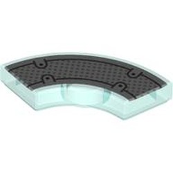 LEGO part 7836pr0001 Tile 2 x 2 Curved, Macaroni, Center Anti-Stud with print in Transparent Light Blue/ Trans-Light Blue