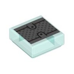 LEGO part 3070bpr0008 Tile 1 x 1 with print in Transparent Light Blue/ Trans-Light Blue
