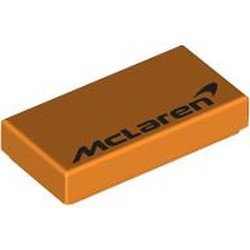 LEGO part 3069bpr9890 Tile 1 x 2 with print in Bright Orange/ Orange