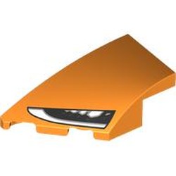 LEGO part 80177pr0022 Slope Curved 3 x 2 with Stud Notch Left with print in Bright Orange/ Orange