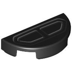 LEGO part 1748pr0002 Tile Round 1 x 2 Half Circle with print in Black