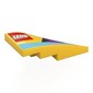 Slope Curved 4 x 2 with Stud Notch Left with LEGO logo, Medium Azure/Black/Magenta Shapes print