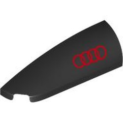 LEGO part 7206pr0004 Slope Curved 1 x 4 with Stud Notch Left with Red Audi Logo print in Black