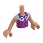 Minidoll Torso Girl with Nougat Arms and Hands with Dark Purple/Light Blue Shirt, Lightning Bolts, Metal Blue Dots print