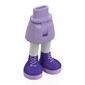 Minidoll Hips and Short Skirt with White Legs, Dark Purple Boots, Lavender Laces print
