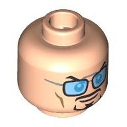 LEGO part 28621pr9527 Minifig Head with print in Warm Tan