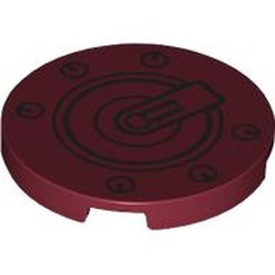 LEGO part 67095pr0040 Tile Round 3 x 3 with print in Dark Red