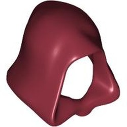 LEGO part 30381 Hood, Connected Chin in Dark Red