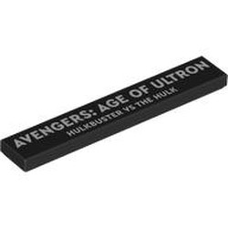 LEGO part 6636pr0008 Tile 1 x 6 with print in Black