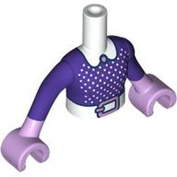 LEGO part 92456c12pr0001 Minidoll Torso Girl with White Arms and Hands with print in White