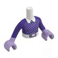 Minidoll Torso Girl with White Arms and Hands with Dark Purple Shirt, White Collar, Dots, Belt, Lavender Buckle, Hands print