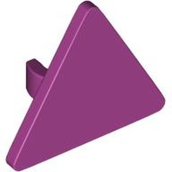 LEGO part 65676 Road Sign Clip-on 2.2 x 2.667 Triangular with Open O Clip in Bright Reddish Violet/ Magenta