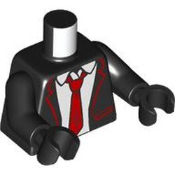 LEGO part 973c03h03pr0111 Torso, Black Arms and Hands with print in Black