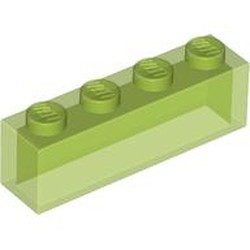 LEGO part 3066 Brick 1 x 4 without Bottom Tubes in Transparent Bright Green/ Trans-Bright Green