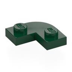LEGO part 79491 Plate Round Corner 2 x 2 with 1 x 1 Cutout in Earth Green/ Dark Green