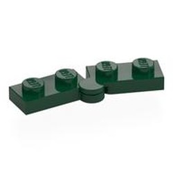 LEGO part 1927 Hinge Plate 1 x 4 Swivel Top / Base - Hollow Clip [Complete Assembly] in Earth Green/ Dark Green