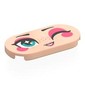 Tile Round 2 x 4 with Face, Dark Turquoise Eyes, Coral Eyeshadow, Cheeks, Lips, Winking print