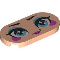 LEGO part 66857pr0013 Tile Round 2 x 4 with print in Light Nougat