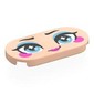 Tile Round 2 x 4 with Face, Bright Light Blue Eyes, Eyeshadow, Dark Pink Cheeks, Lips print
