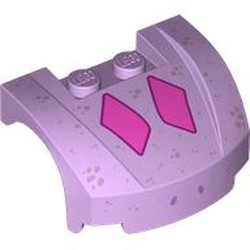 LEGO part 98835pr0008 Vehicle Body, Wheel Arch / Mudguard 3 x 4 x 1 2/3 Low Profile, Curved Front with print in Lavender