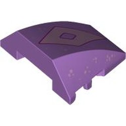 LEGO part 64225pr0014 Wedge Curved 4 x 3 No Studs with print in Medium Lavender