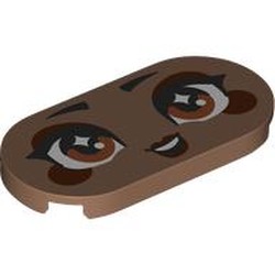 LEGO part 66857pr0054 Tile Round 2 x 4 with print in Medium Brown
